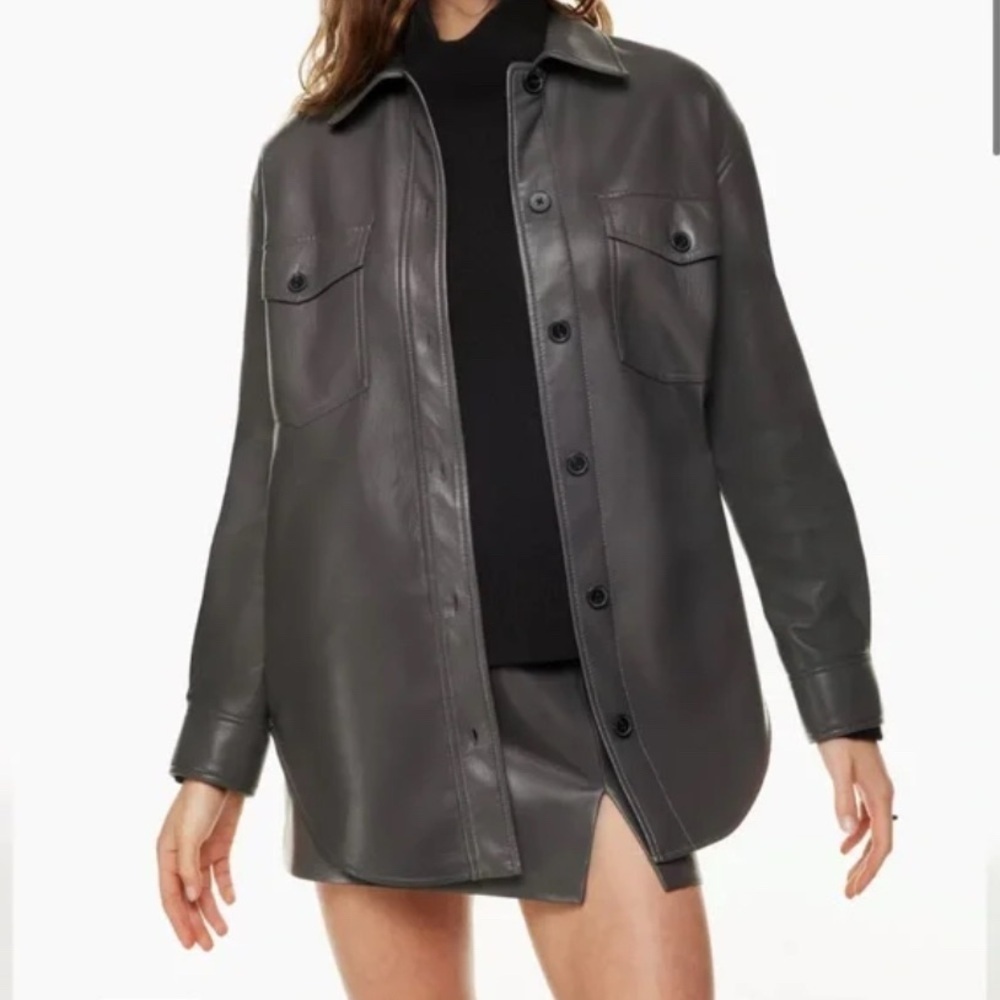 Good American Silver Gray Better Than Leather Shacket size S/M